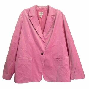 St. John's Bay Pink Velvet 100% Cotton Blazer Jacket Women’s Plus Sz 2X NEW!